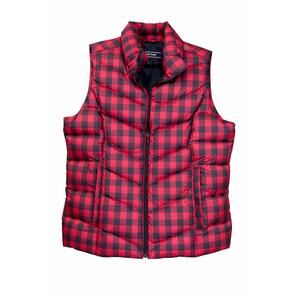 Lands’ End Large 14-16 Buffalo Plaid Down Puffer Vest Preppy Americana Cabincore